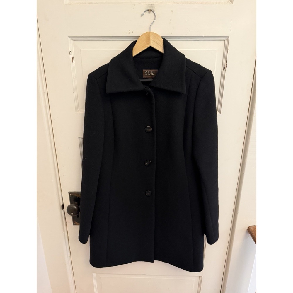 Cole Haan Collection Woman's Black Mid-Length Winter Coat Wool/Cashmere Blend 10